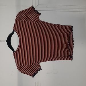 Orange Striped American Eagle Cropped Shirt